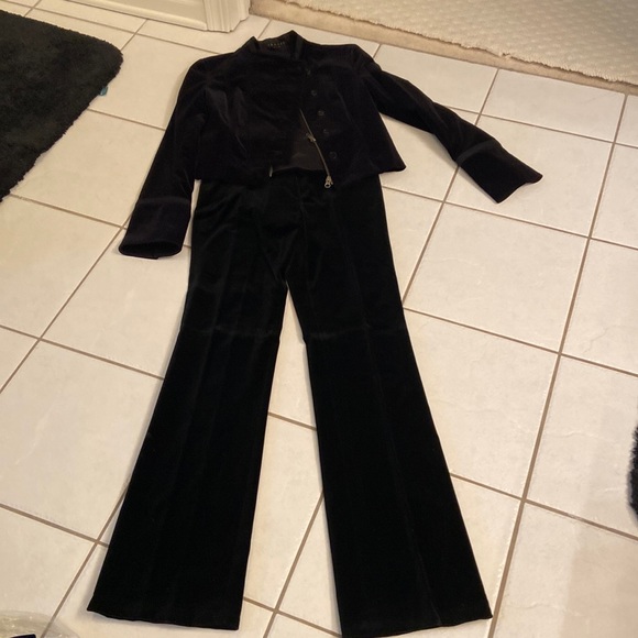Theory Velvet Military Styled Pants Suit - Picture 2 of 16